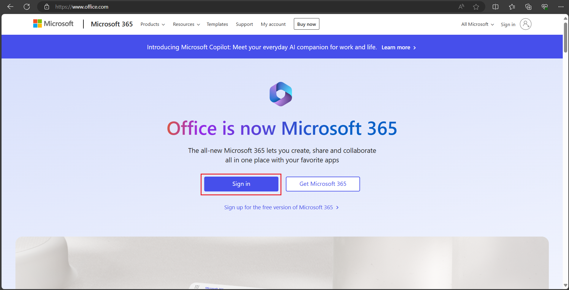 "Sign in" button