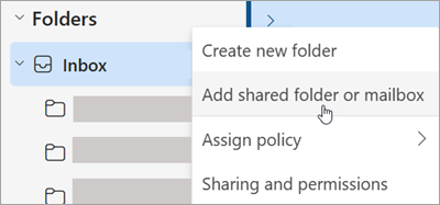 Adding a shared folder or mailbox