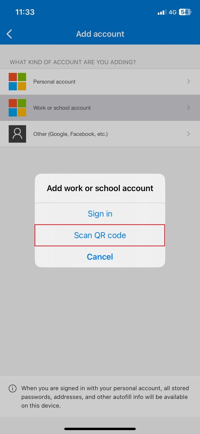 QR code scanning process