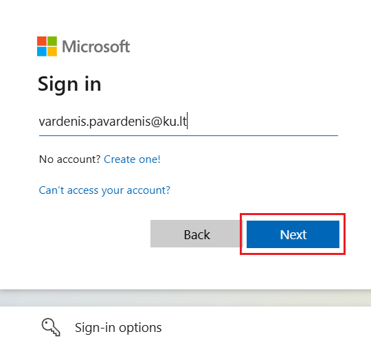 Entering sign-in credentials