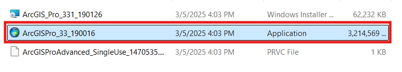 Installation file in the extracted folder