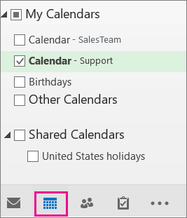 Selecting the shared mailbox in the calendar