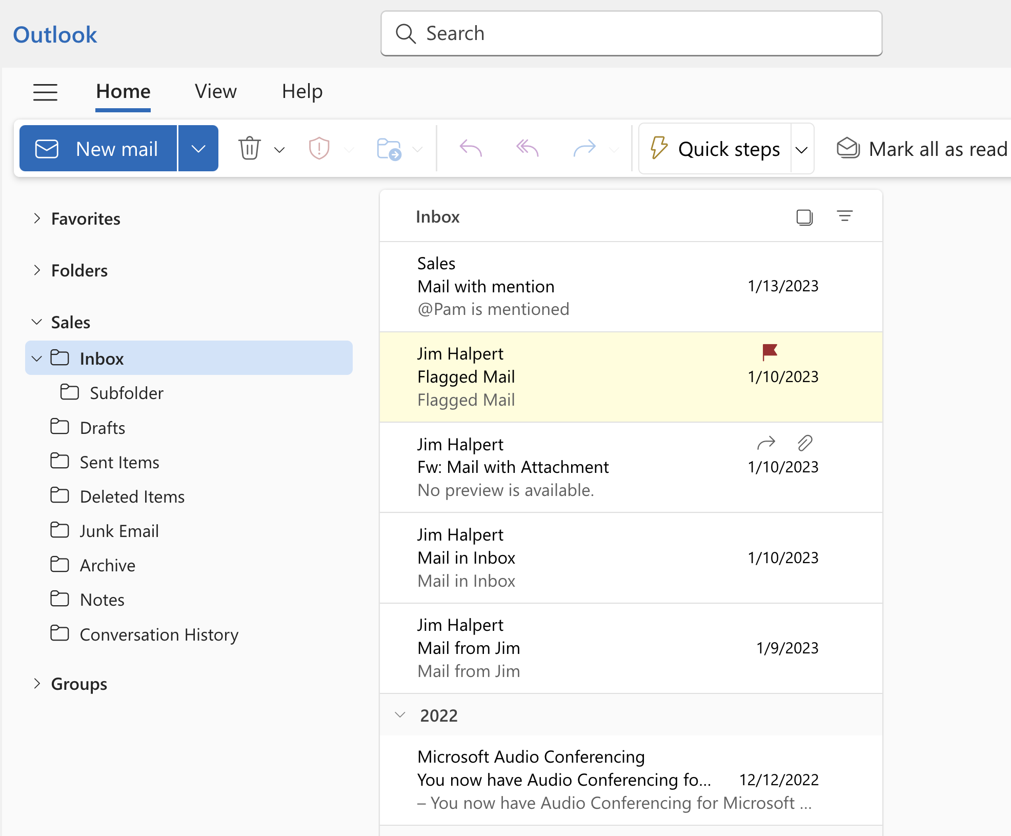 Selecting the shared mailbox