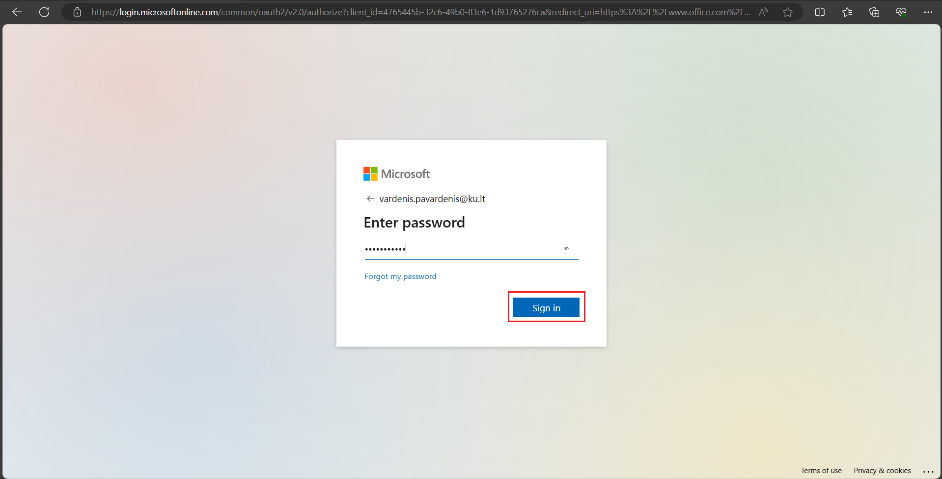 Password entry