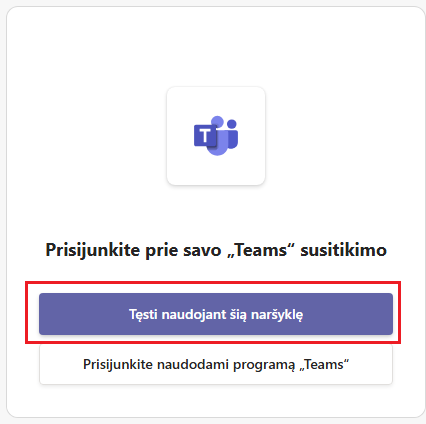 Pasirinkimas jungtis per naršyklę