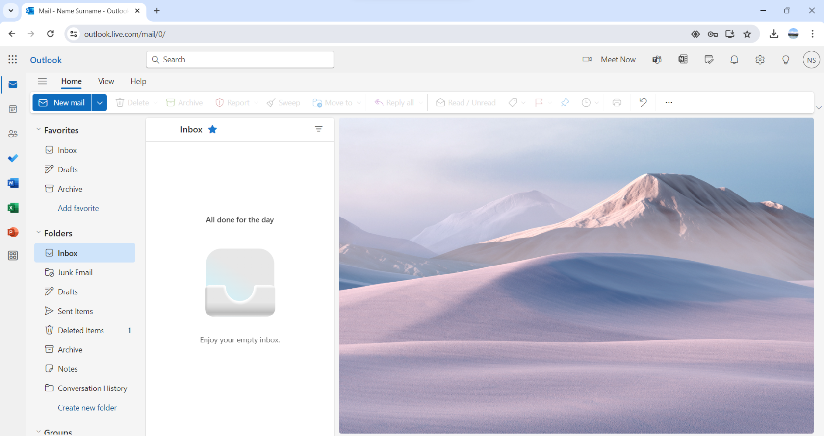 Main KU email window in the browser