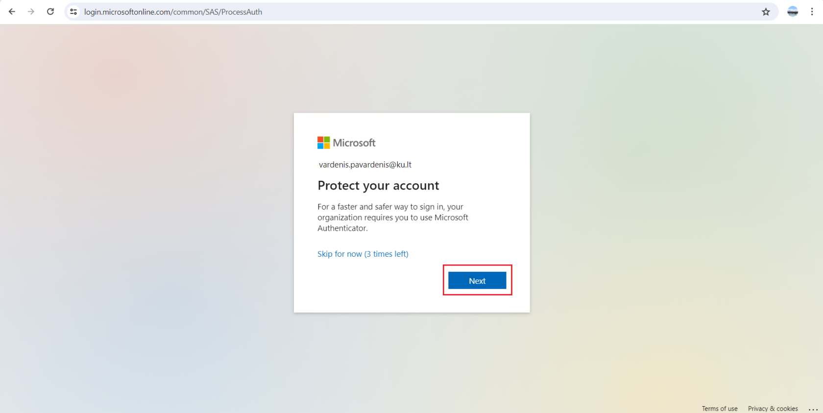"More information required" notification