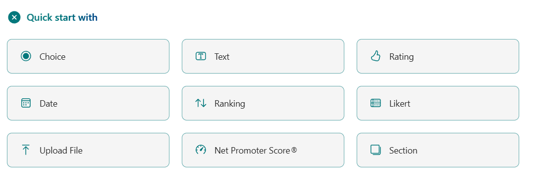 Question types menu