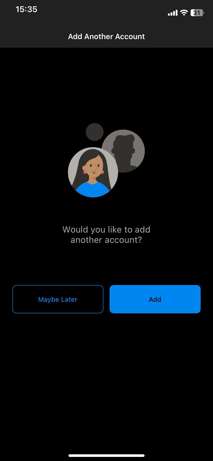 Prompt for an additional account