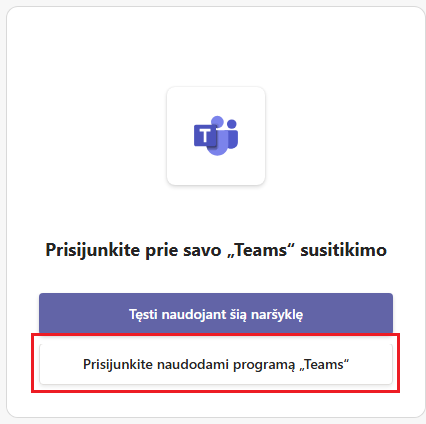 Pasirinkimas jungtis per programėlę