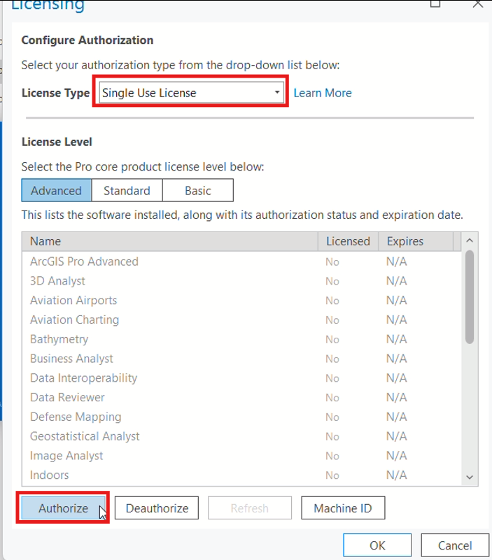 Selecting "Single Use License"