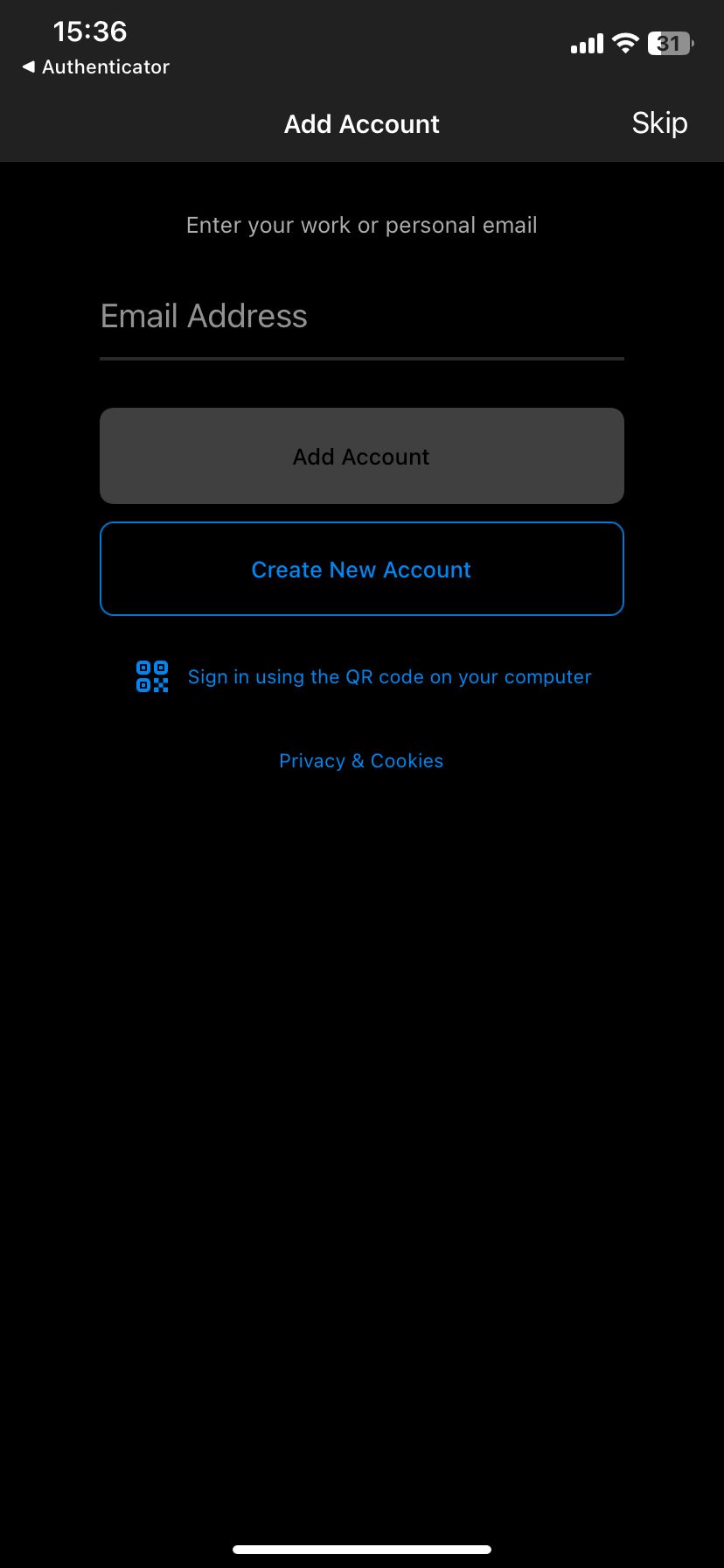 Skipping the feature introduction ("Skip")