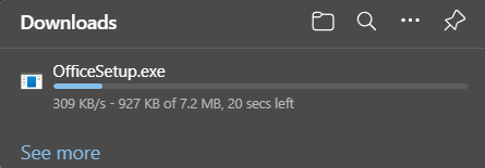 Downloaded installer file at the top or bottom of the browser