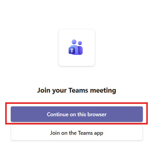 Selecting to join via the browser