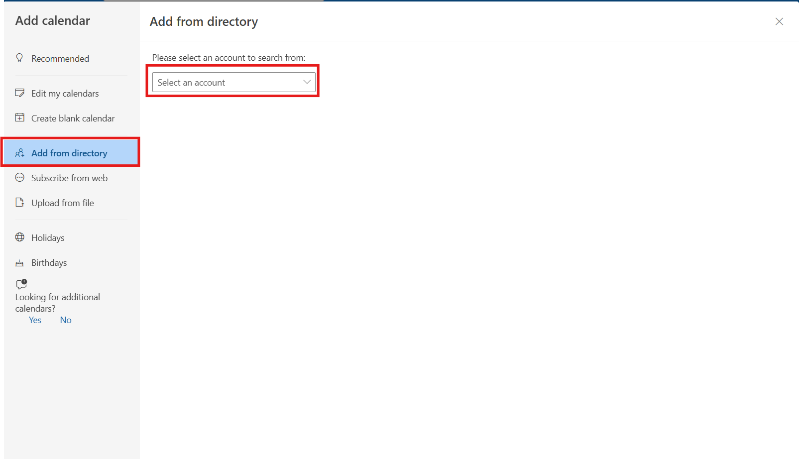 "Add from directory" selection