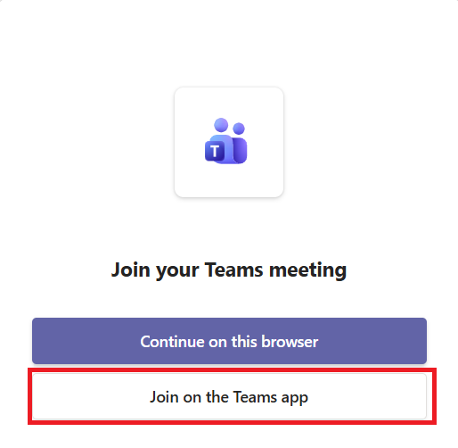 Selecting to join via the app