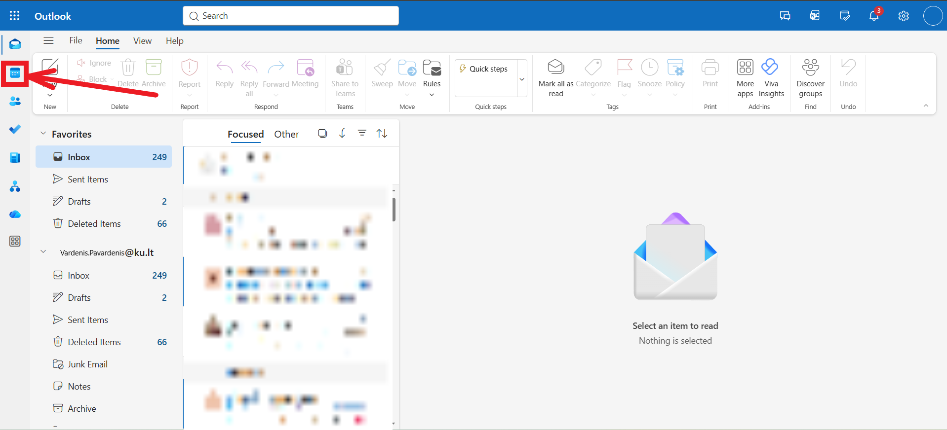 Calendar icon in the left sidebar